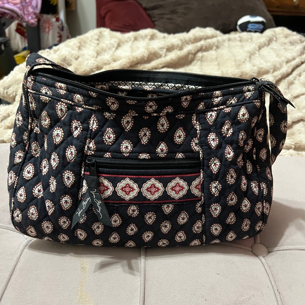Vera Bradley Black and Cream Patterned Shoulder Bag - Picture 2 of 7
